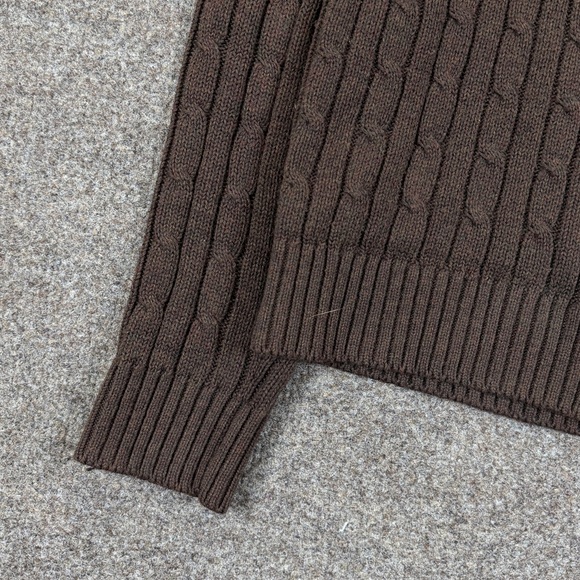 Vintage Jeanne Pierre Brown Cableknit Pullover Sweater Women’s S 100% Cotton 90s - Picture 3 of 11
